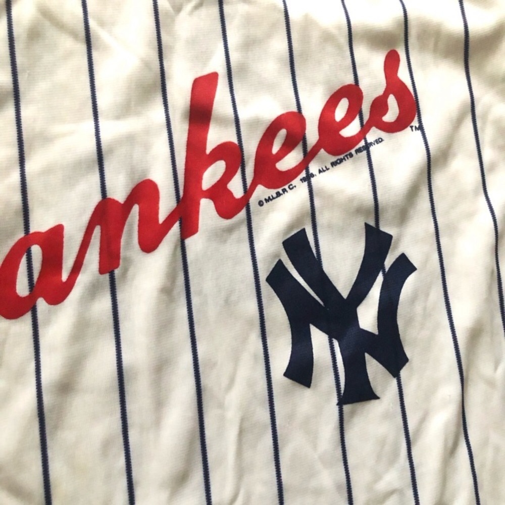 Vintage New York Yankees Striped Jersey in White and Black - Picture 2 of 11